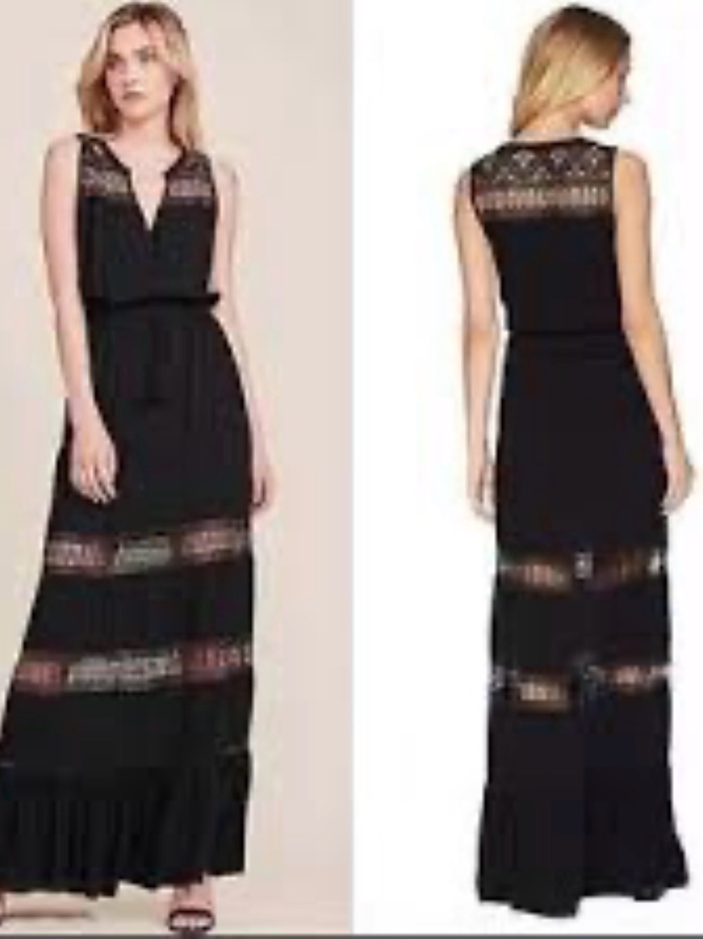 BB Dakota Black Sleeveless Lace-Trim Maxi Dress